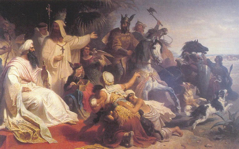 Harun al-Rashid receiving a delegation of Charlemagne in Baghdad , Julius Köckert, 1864