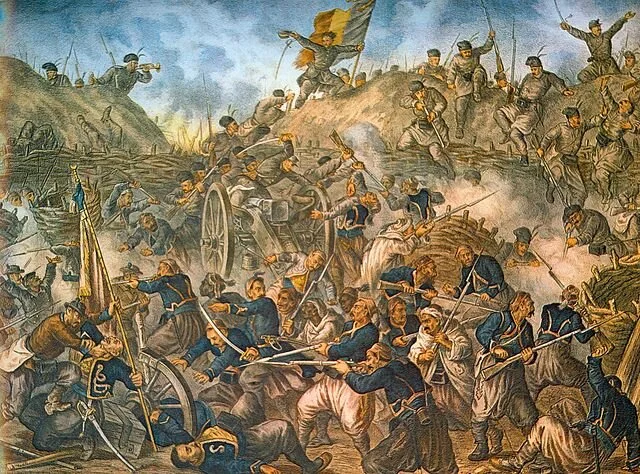 Capturing Grivitza , Henryk Dembitzky, 1881; this painting shows a major turning point in the Siege of Plevna