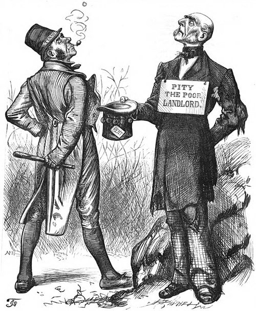  A landlord begging for rent, from  Fun  magazine, 1880 ( source ) 