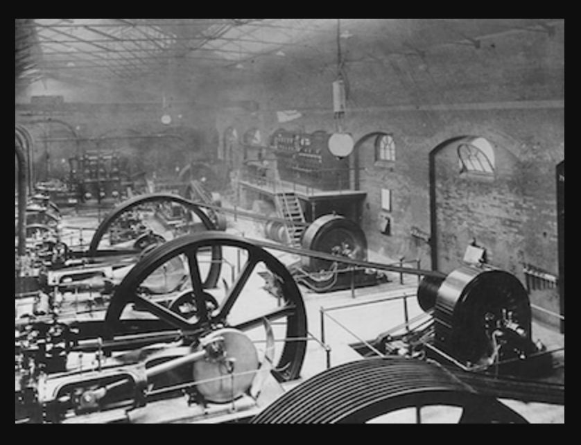 Inside the Fleet Street generating station c. 1900 (Image Source)