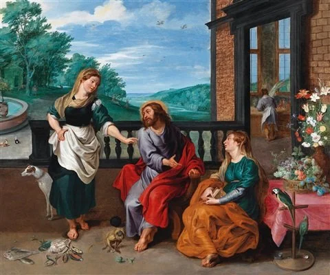  Jan Brueghel the Young and Peter Paul Rubens, Christ in the  House of Mary and Martha,  1620’s 