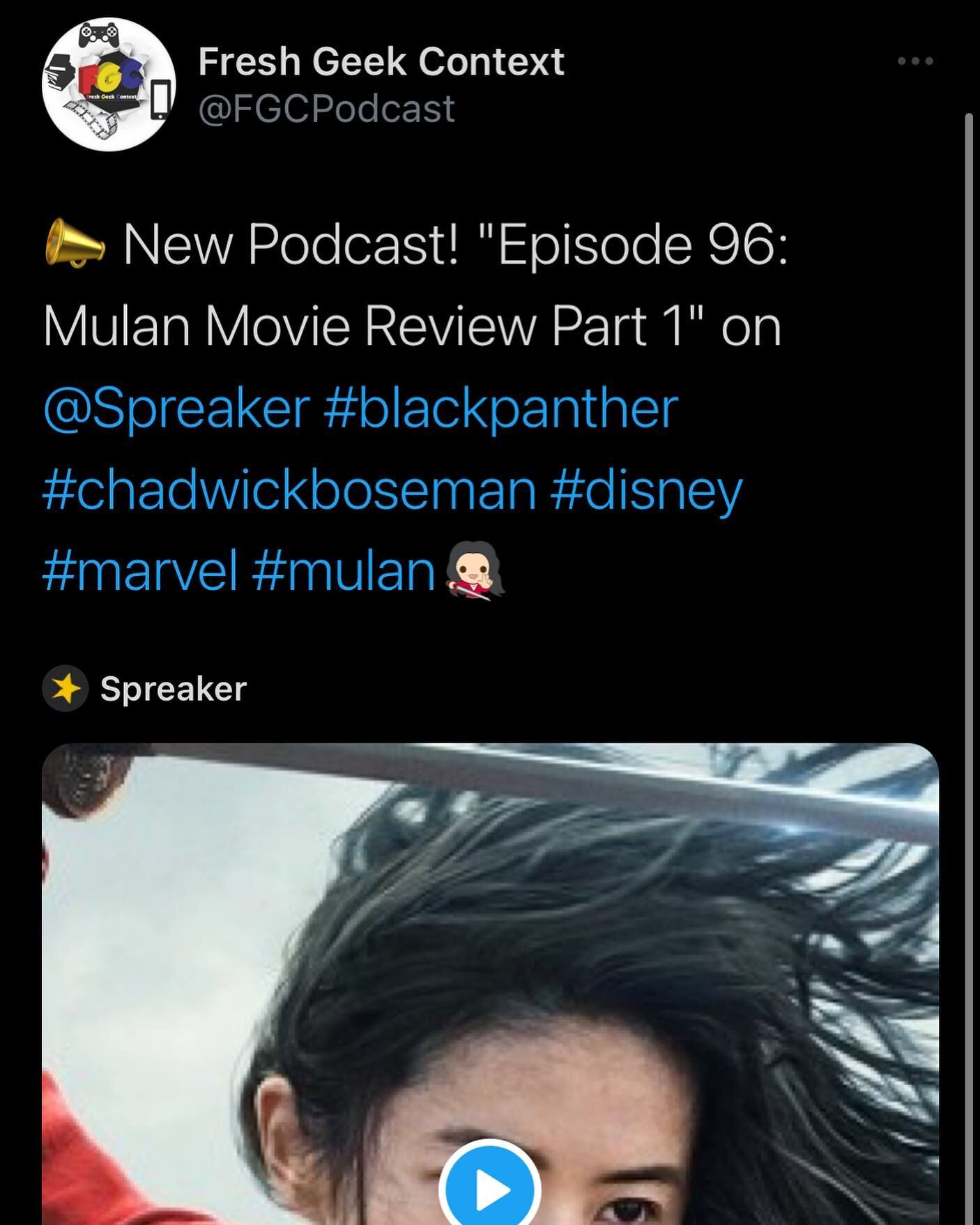 It&rsquo;s that time again. New episode, we talk Mulan !! Check it out, links in bio.