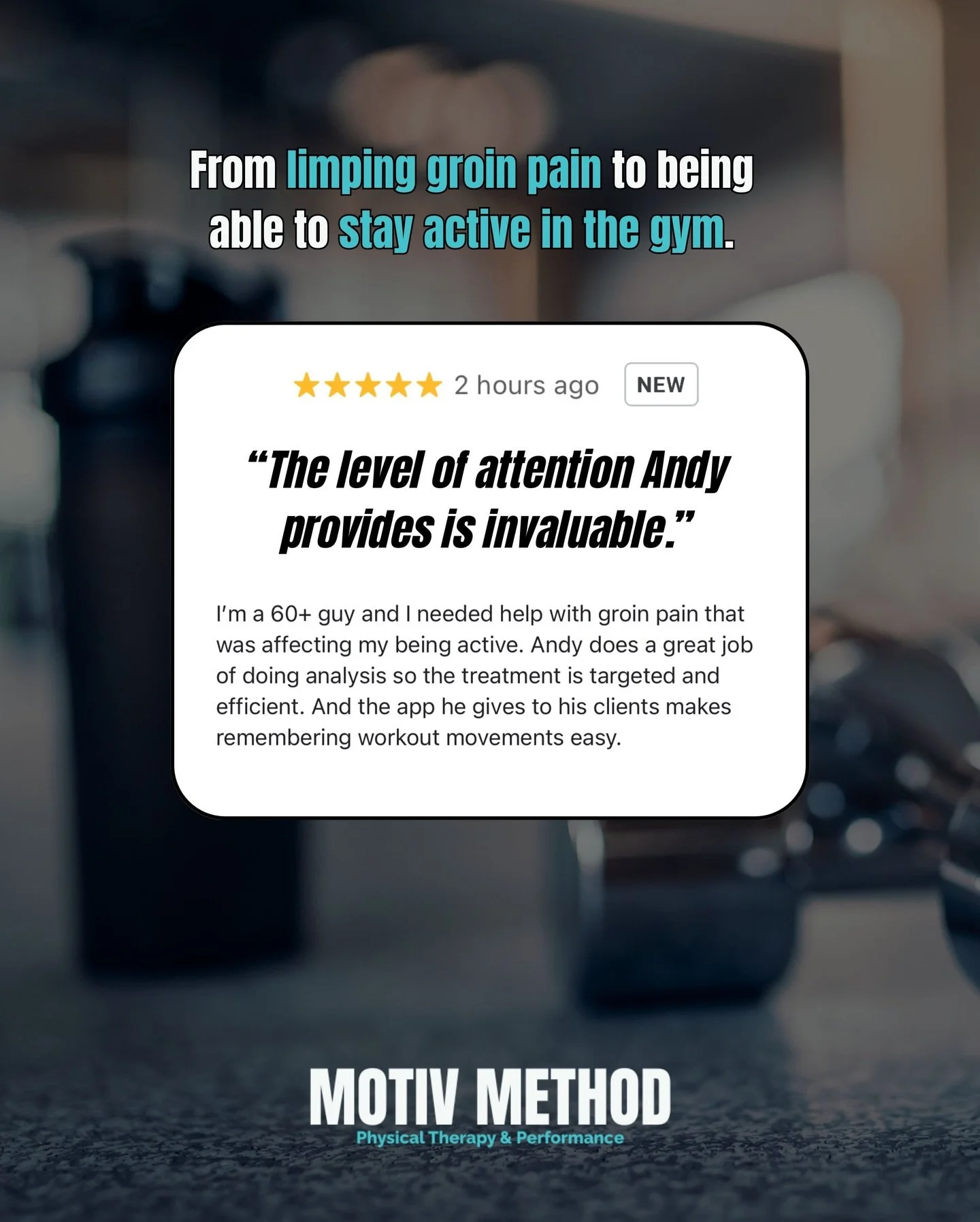 After several months of intense groin pain, this patient came to MOTIV Method looking for answers since it wasn&rsquo;t going away on it&rsquo;s own.

With 3 months of structured rehab and guidance, he has worked through the ups and downs and trusted