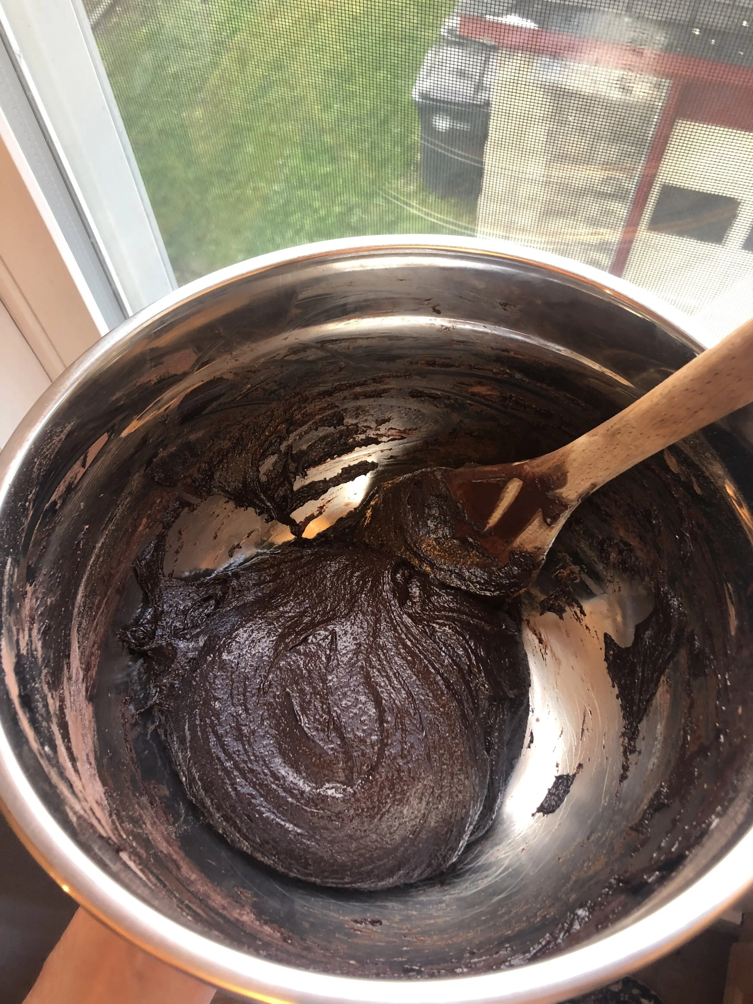 I wonder if Giorgio’s cats, Willow and Ash, who live in Rhode Island, were jealous of this chocolaty brownie batter.
