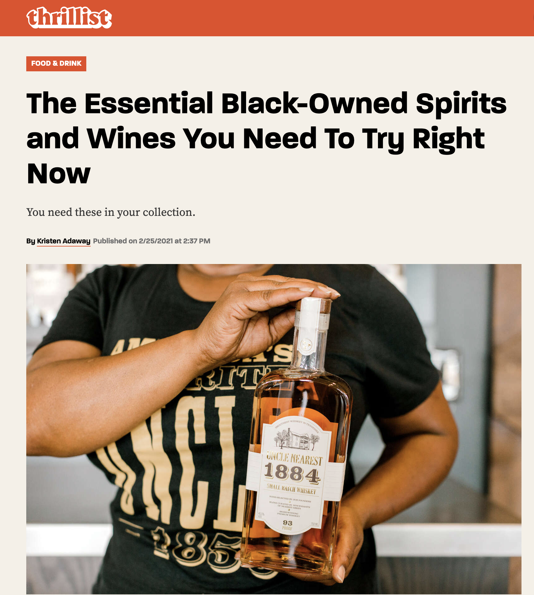 THRILLIST - The Essential Black-Owned Spirits and Wines You Need To Try Right Now
