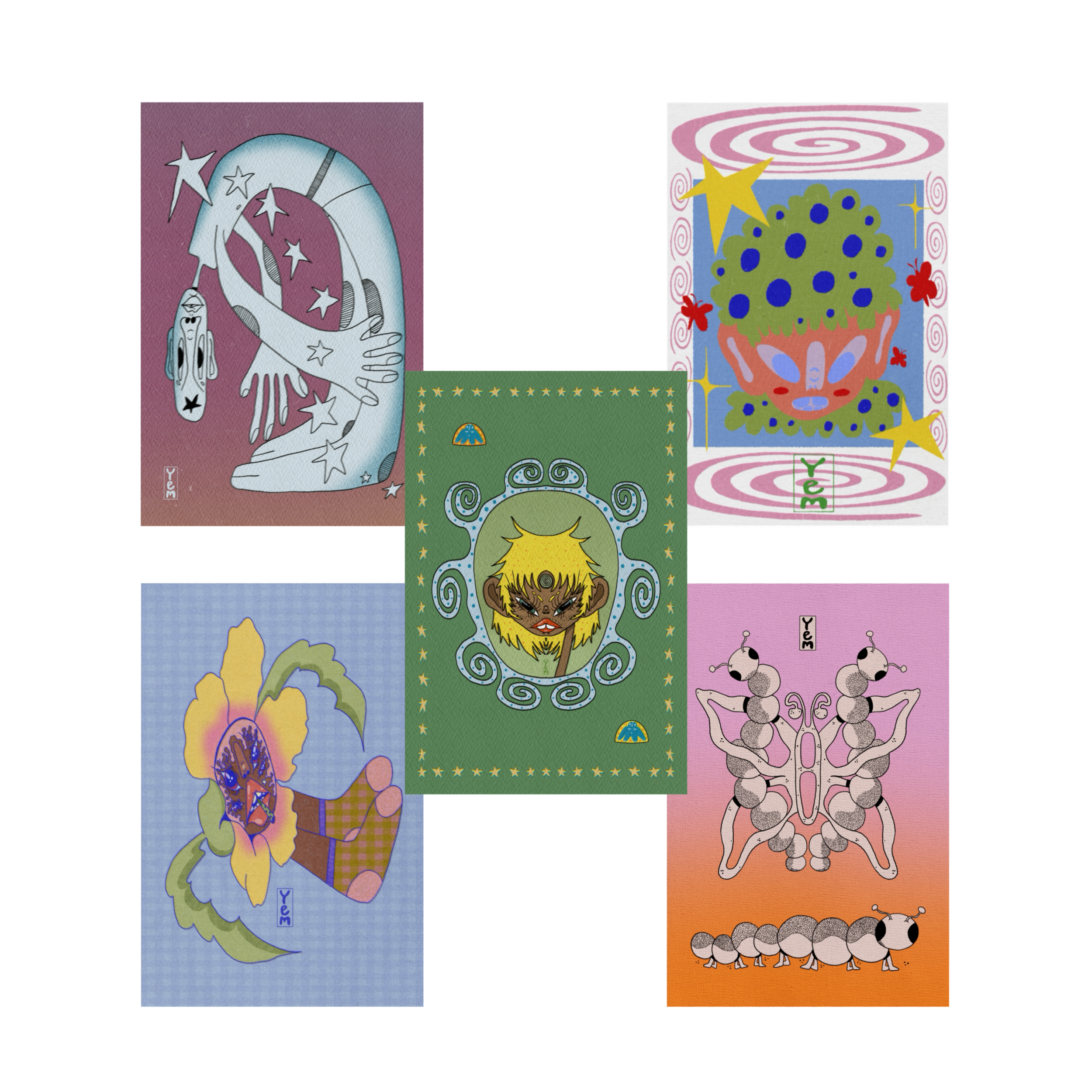‘the whole rainbow' postcard print set