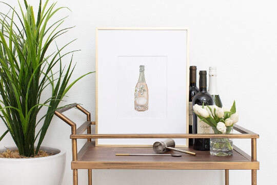 Flowered Champagne Watercolor Print