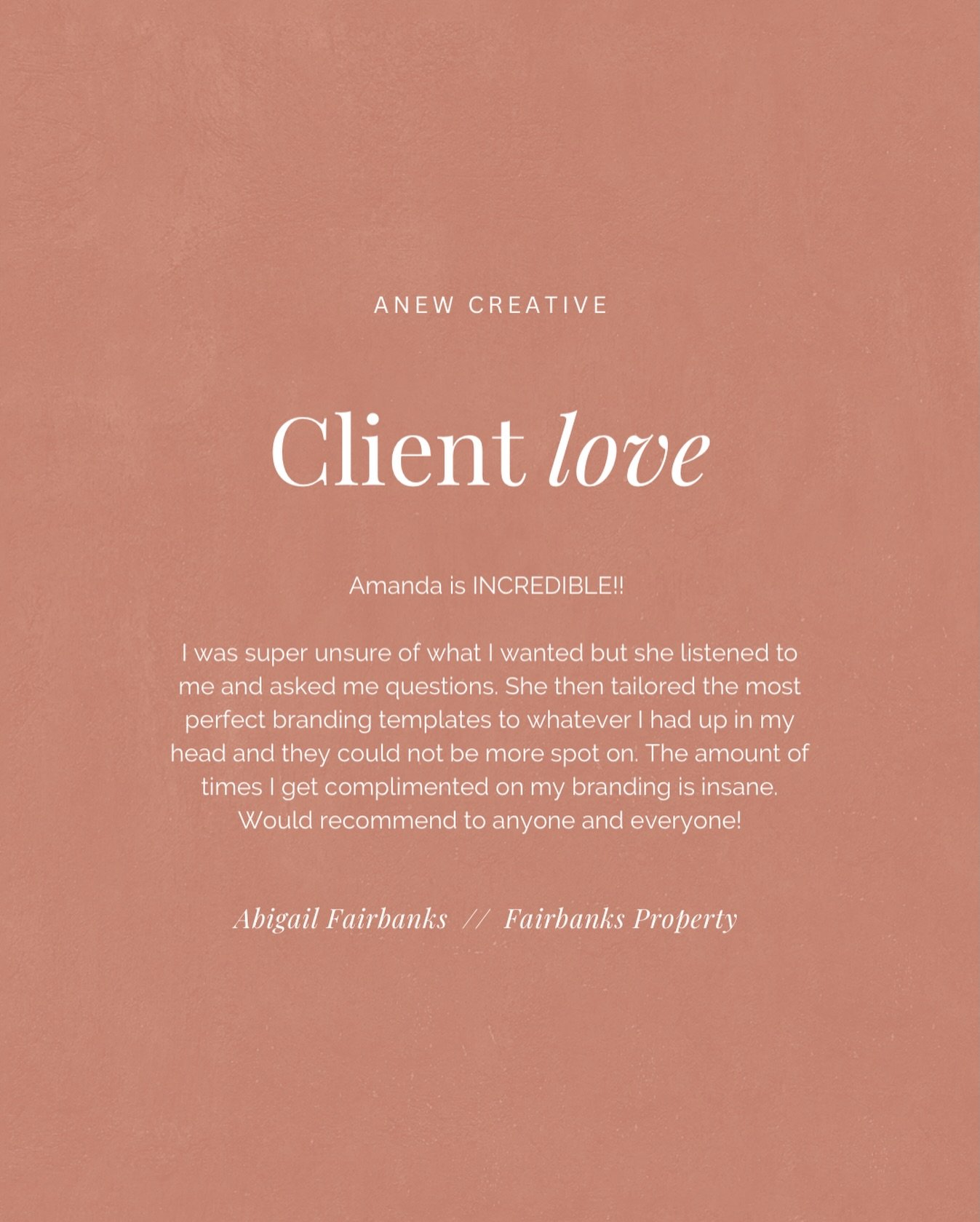 Lovely words from an even lovelier client 🥰

It&rsquo;s such an honour to be trusted with someone&rsquo;s vision and even more when the end result truly resonates. 
#clientlove #kindwords #anewcreativedesign