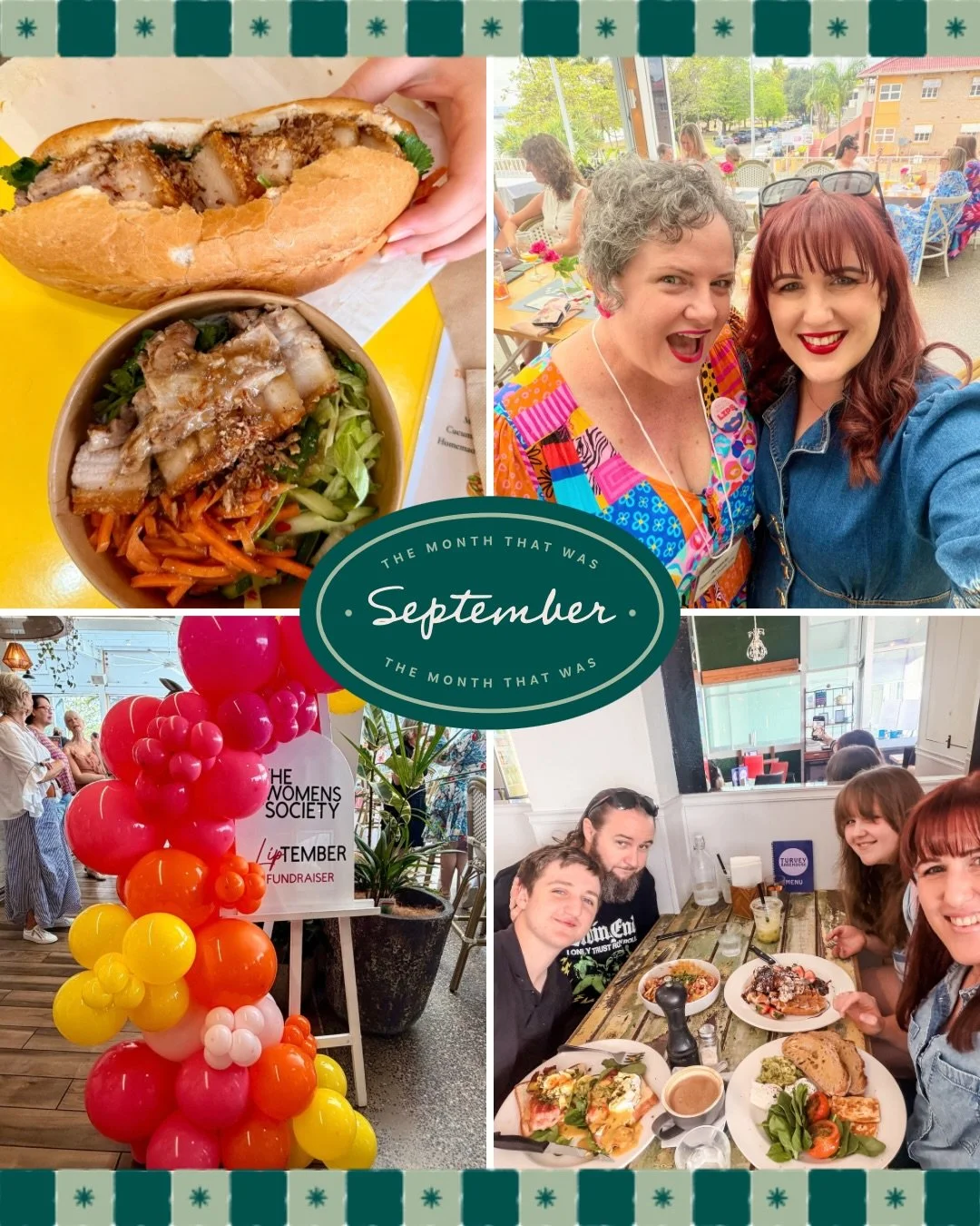 September round up 💚

This month had us mainly home bound playing nurse to a post-surgery dog that refuses to stay still 😅 But somewhere in there we sprinkled in some yummy food, a bit of networking and a beautiful Liptember brunch.