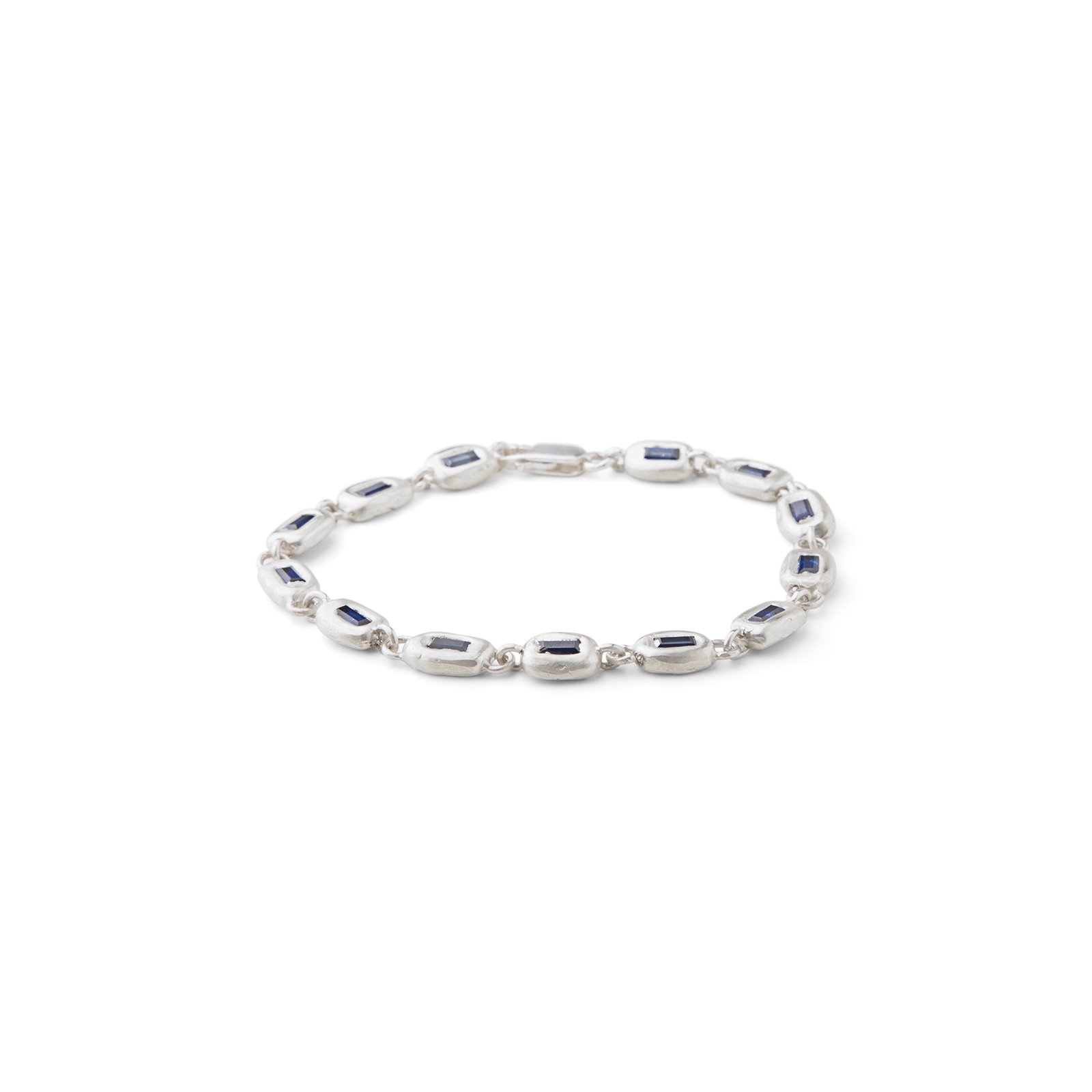 Thicker Link Bracelet Sapphire Silver
