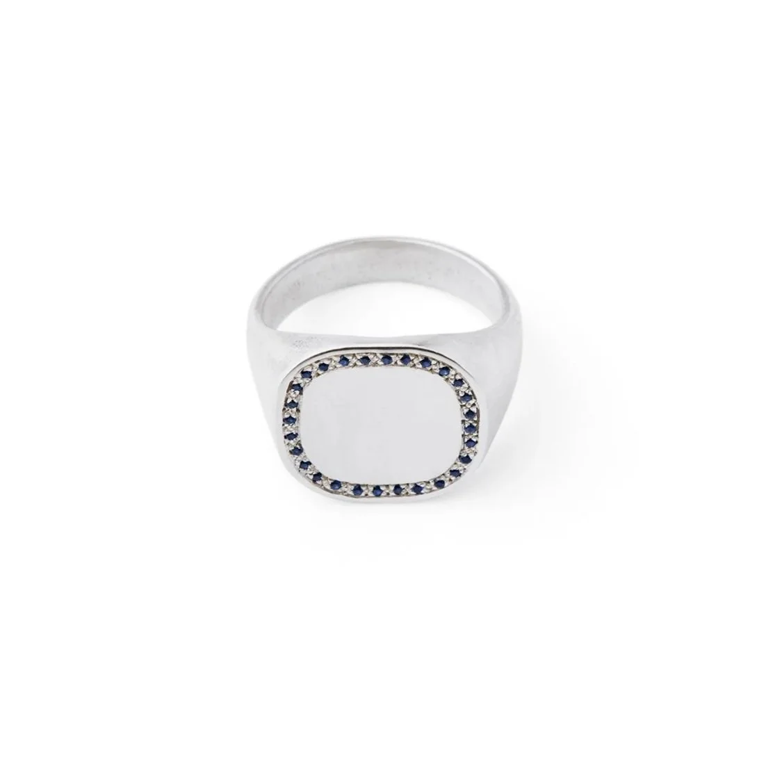 Sapphire Pave Signet Silver