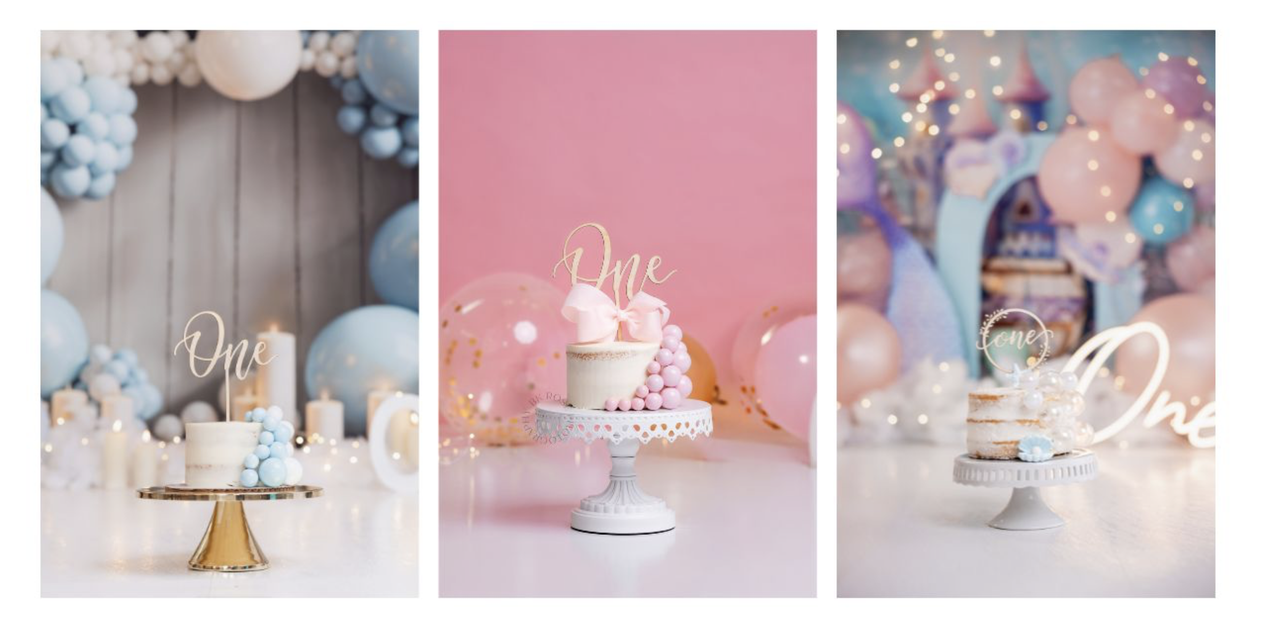 3 cakes next to each other in different photos