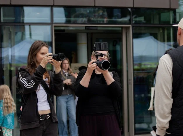 Salford 100 Centenary Highlights Kirstie and Natasha filming