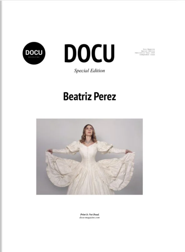 Cover of DOCU Magazine Special Edition featuring the photographic project Cuerpo Vestido, Alma Desnuda by Beatriz Perez.