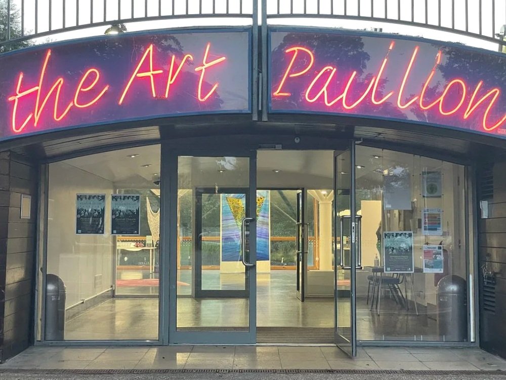 The Art Pavilion exterior, Mile End Park, London, venue for ECOFeminism Festival exhibition Branches