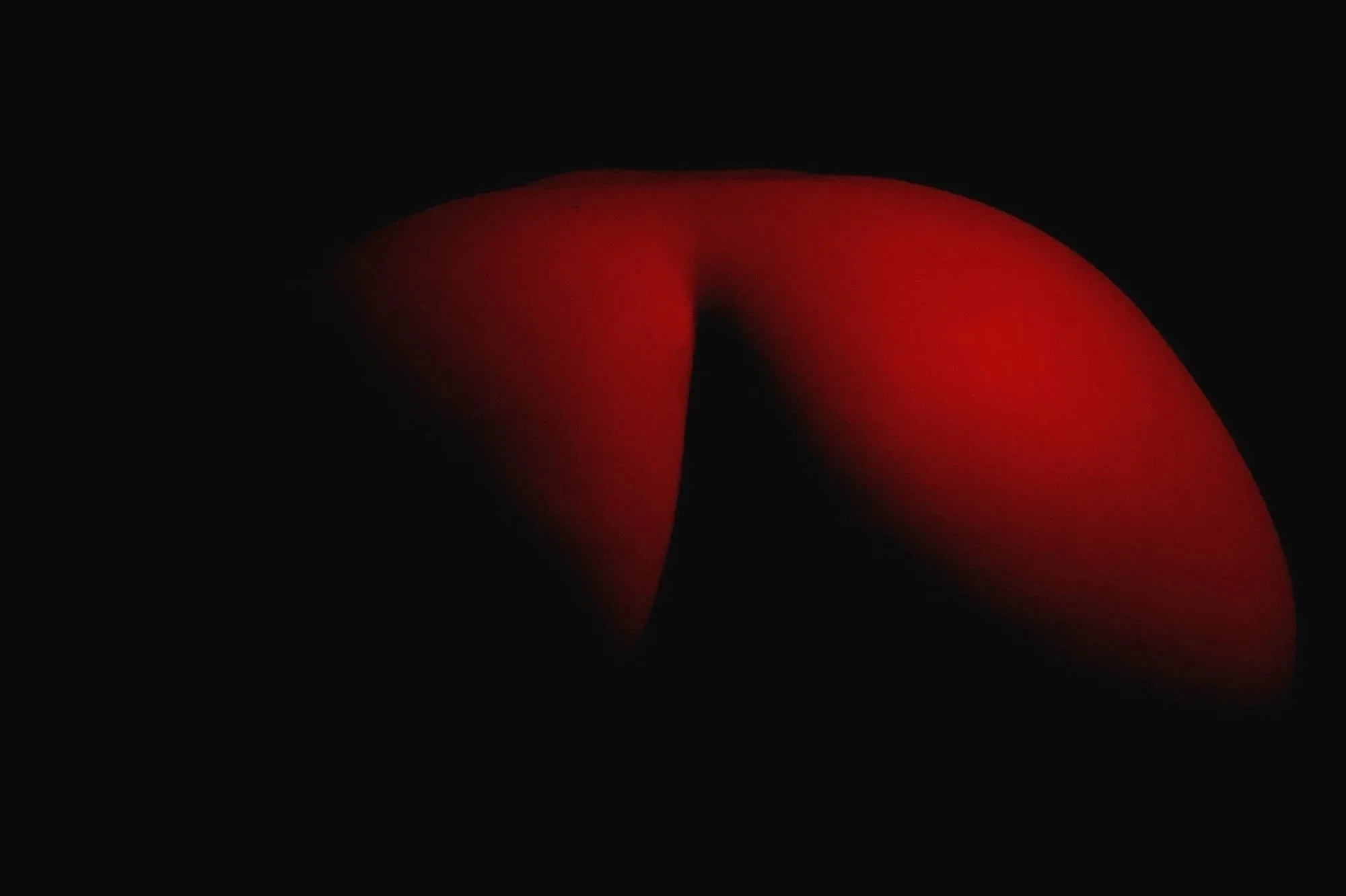 Abstract photograph of the female body illuminated in red light, exploring form and texture from the series MISShapes by Beatriz Perez.
