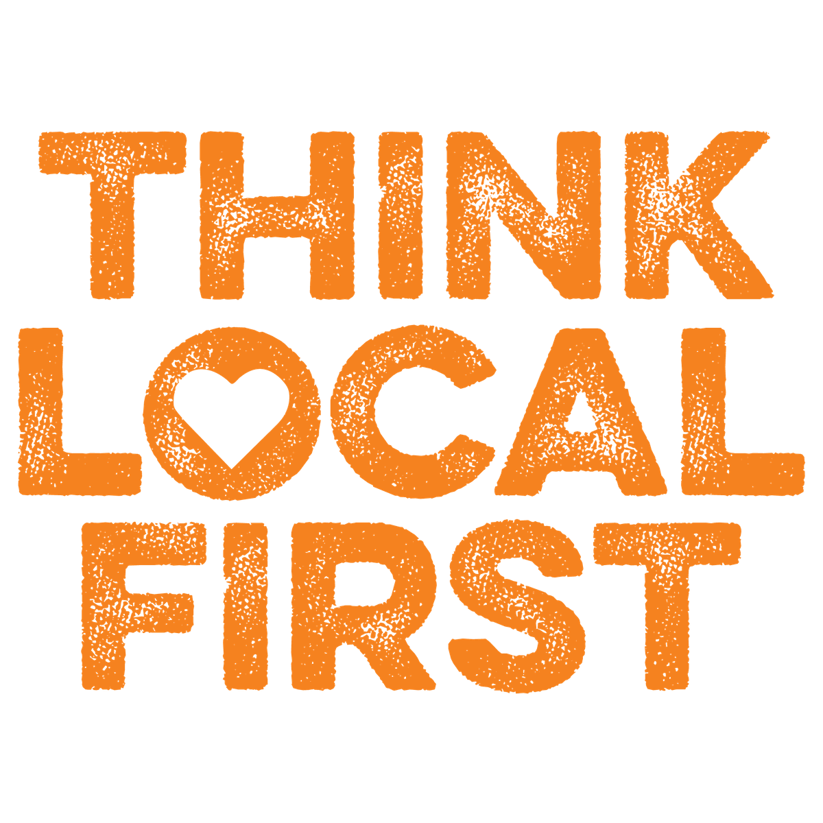 Orange logo for Sustainable Connections Think Local First campaign