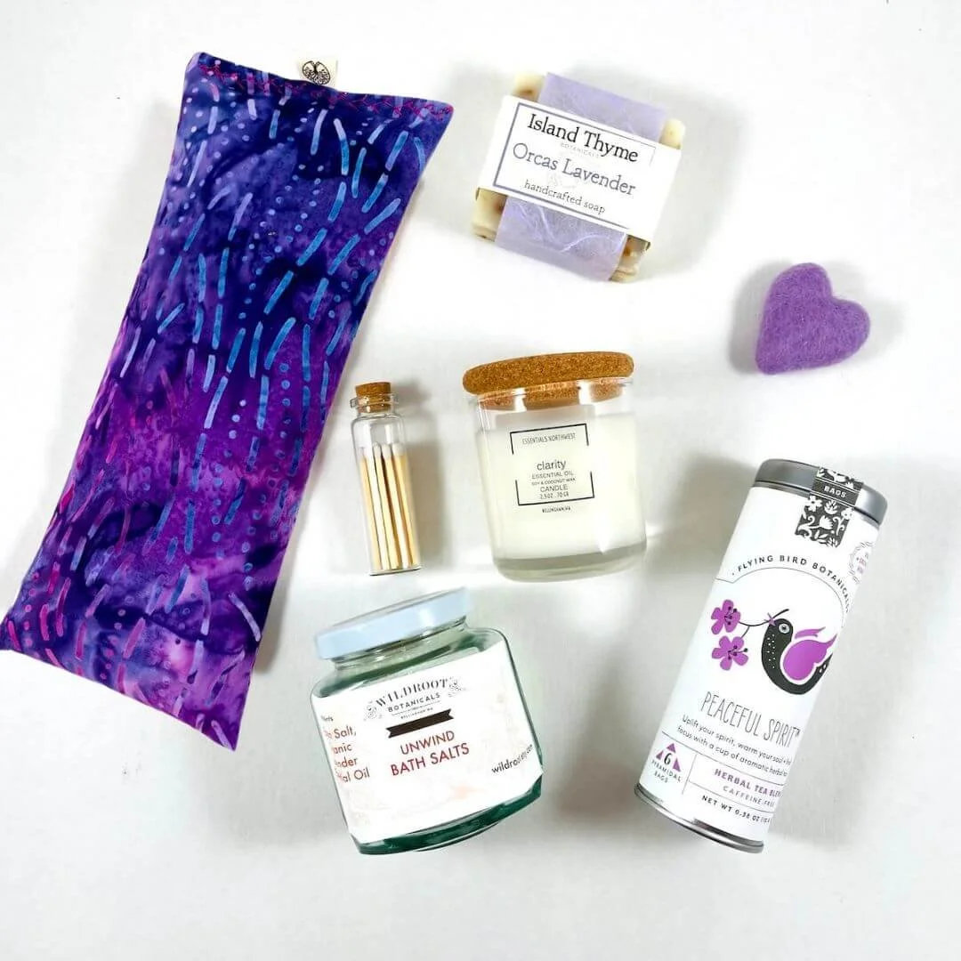 Unwind Gift Box Deluxe with purple eye pillow