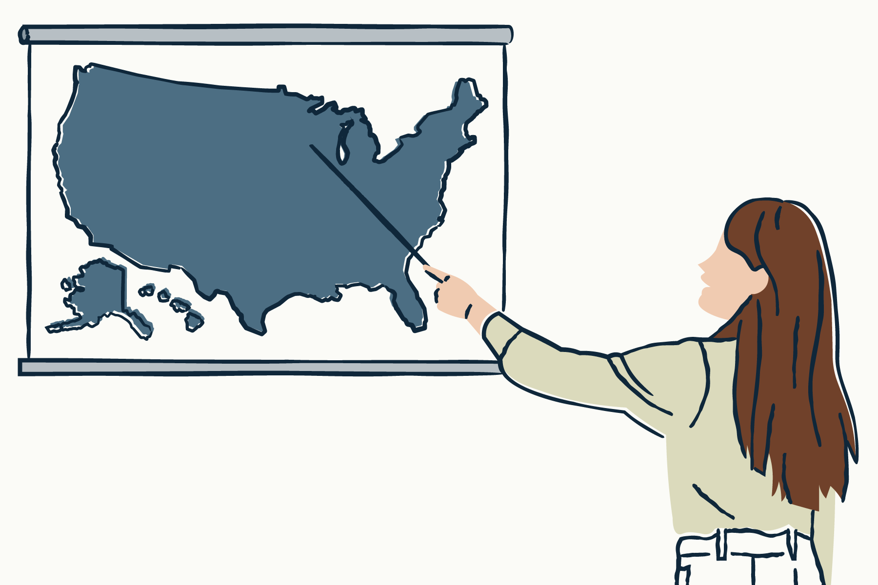 austin texas portrait hand drawn illustration woman map