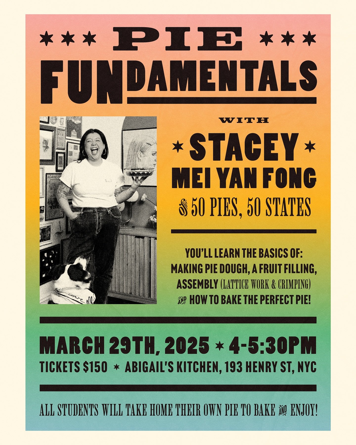 And now for something completely different&mdash;a Hatch Show Print-inspired pie class poster for the ever-lovely @staceymeiyanfong 🥧✨ New York pals, if you&rsquo;re free on March 29th, go make a pie!