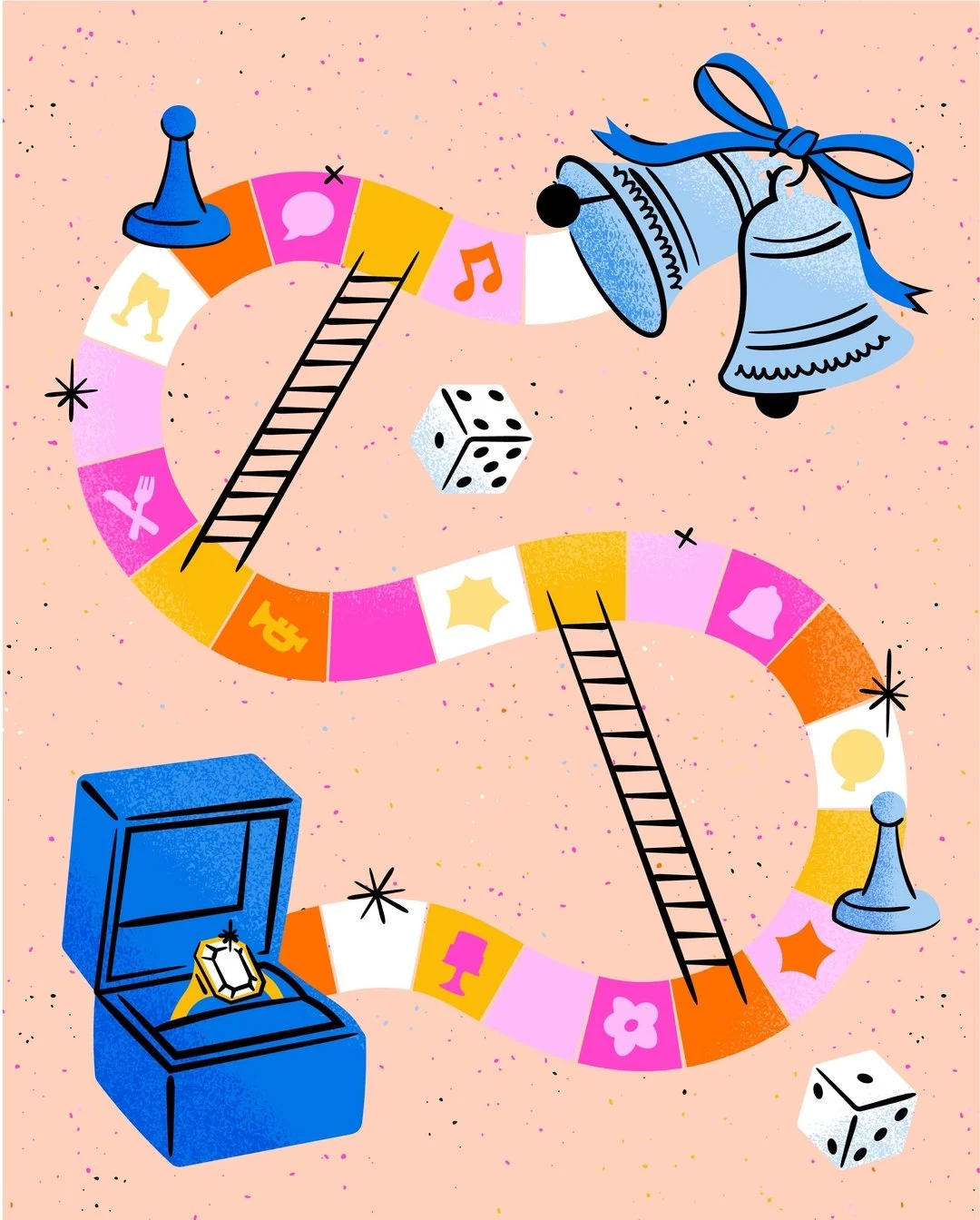 Still slowly getting through a backlog of fun work I've done but haven&rsquo;t shared. This is a personal favorite for @theknot blog about how long you should date before getting engaged. AD: @tianac_designs ✨