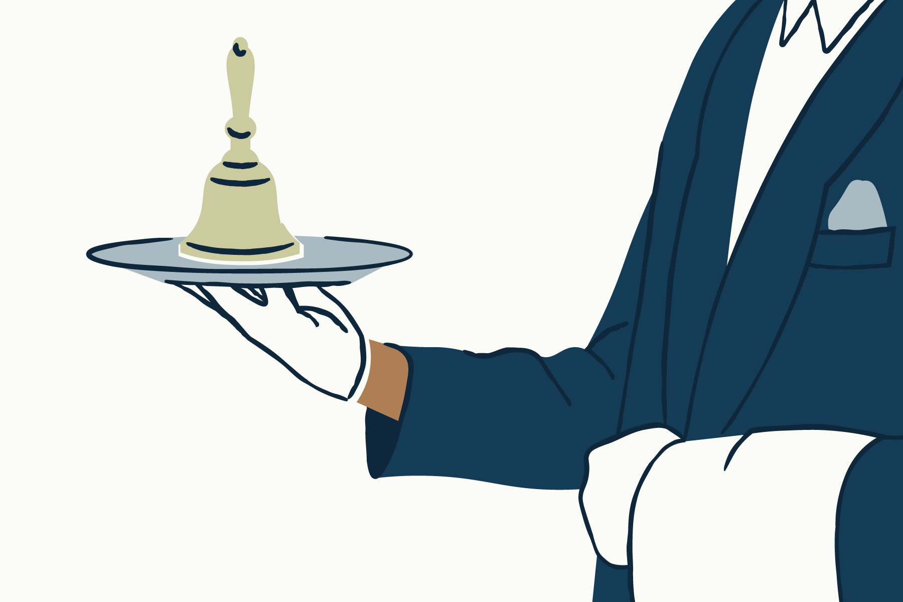 austin texas portrait hand drawn illustration waiter