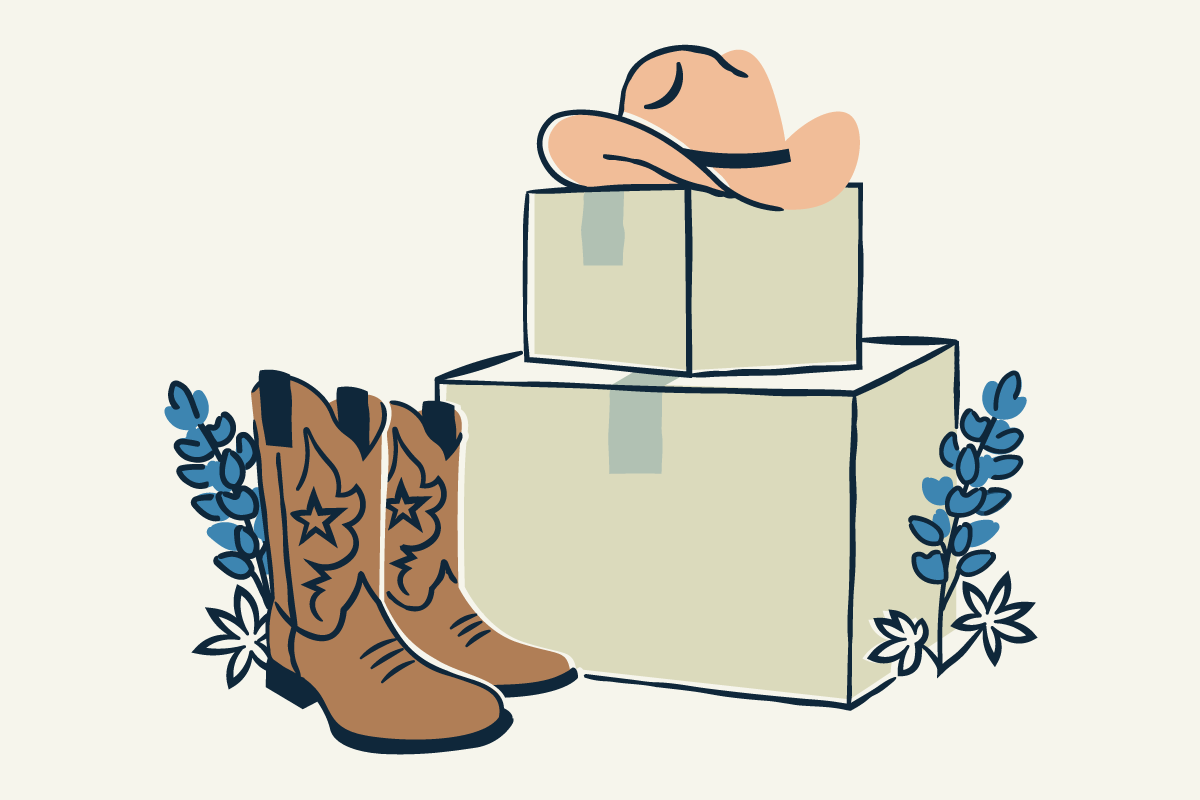 austin texas cowboy boot hat illustration