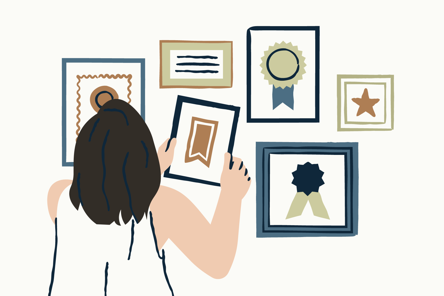 austin texas portrait hand drawn illustration woman with frames