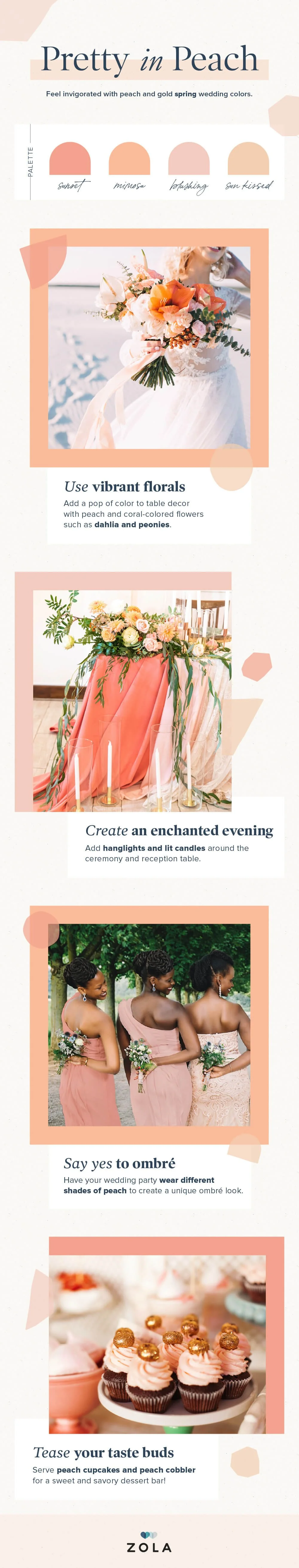 pretty in peach wedding palette mood board