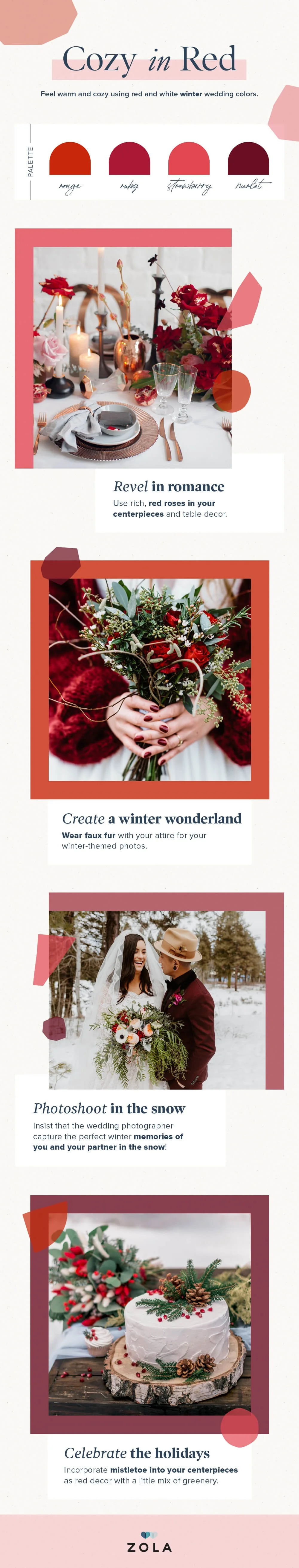 cozy in red wedding palette mood board