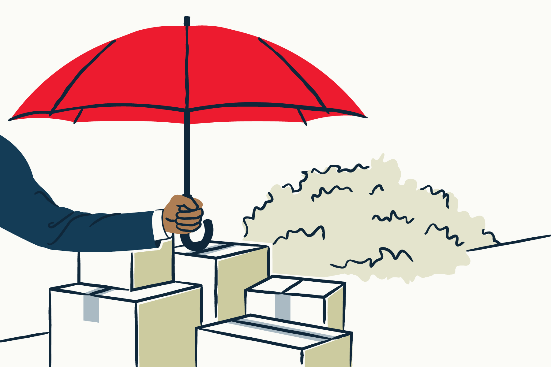 austin texas portrait hand drawn illustration umbrella protection