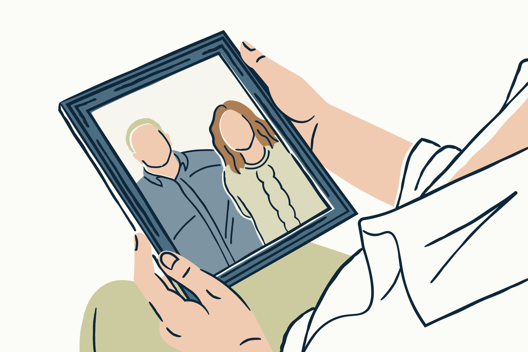 austin texas portrait hand drawn illustration woman holding frame