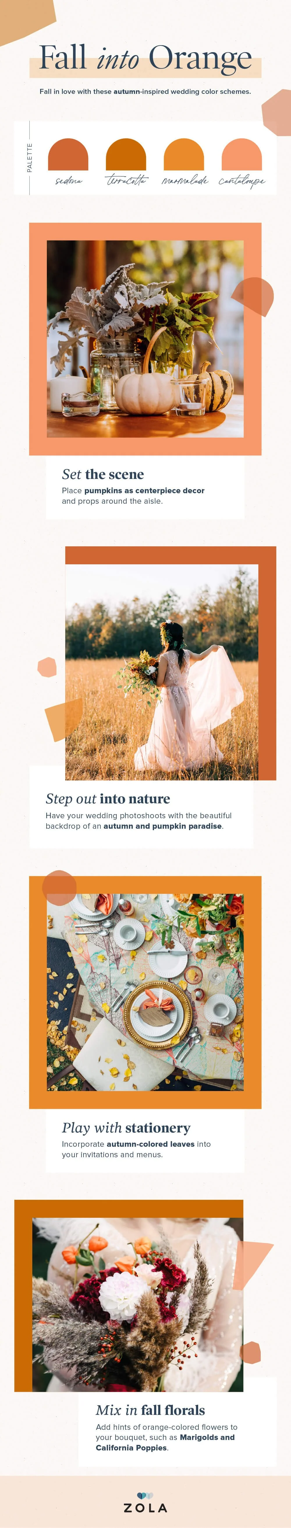 fall into orange wedding palette mood board