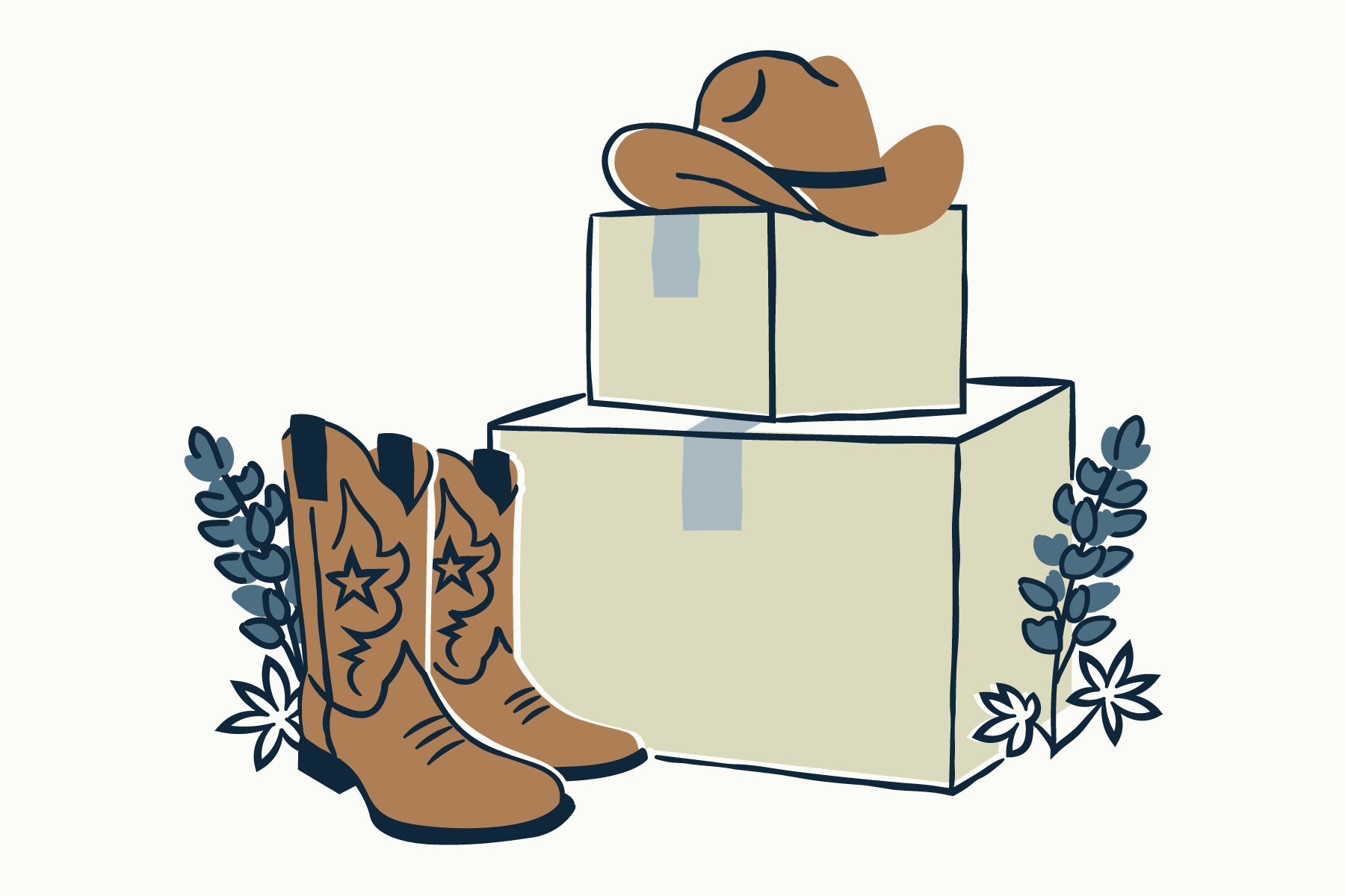 austin texas cowboy boot hat illustration