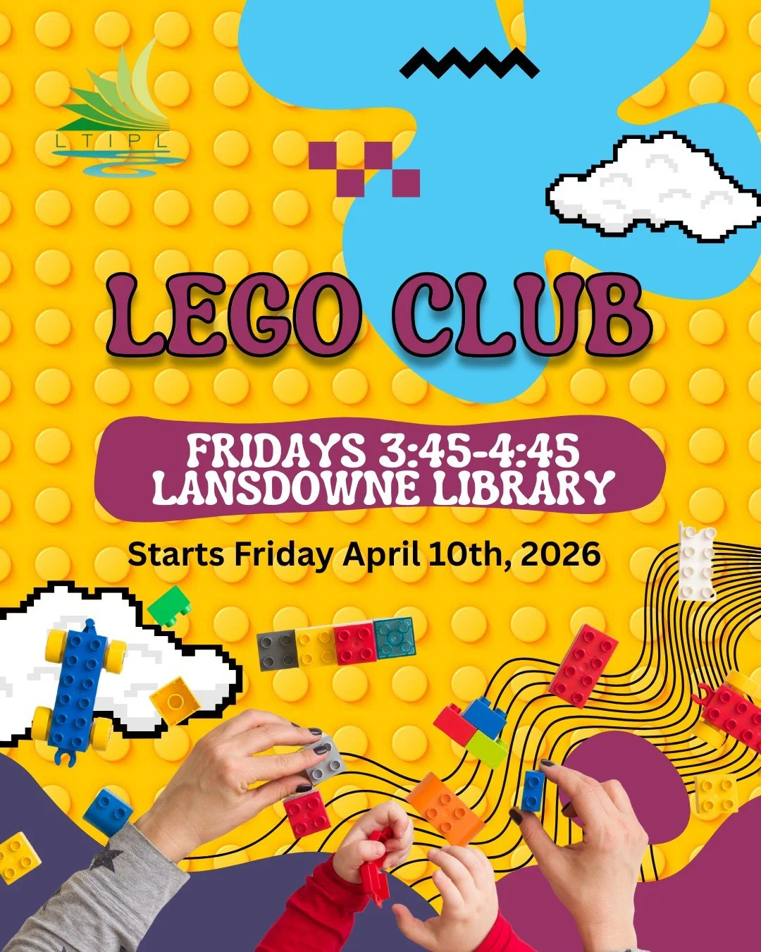 Lego Club starts in Lansdowne this Friday afterschool from 3:45-4:45! This is a free, drop in program inside the library.