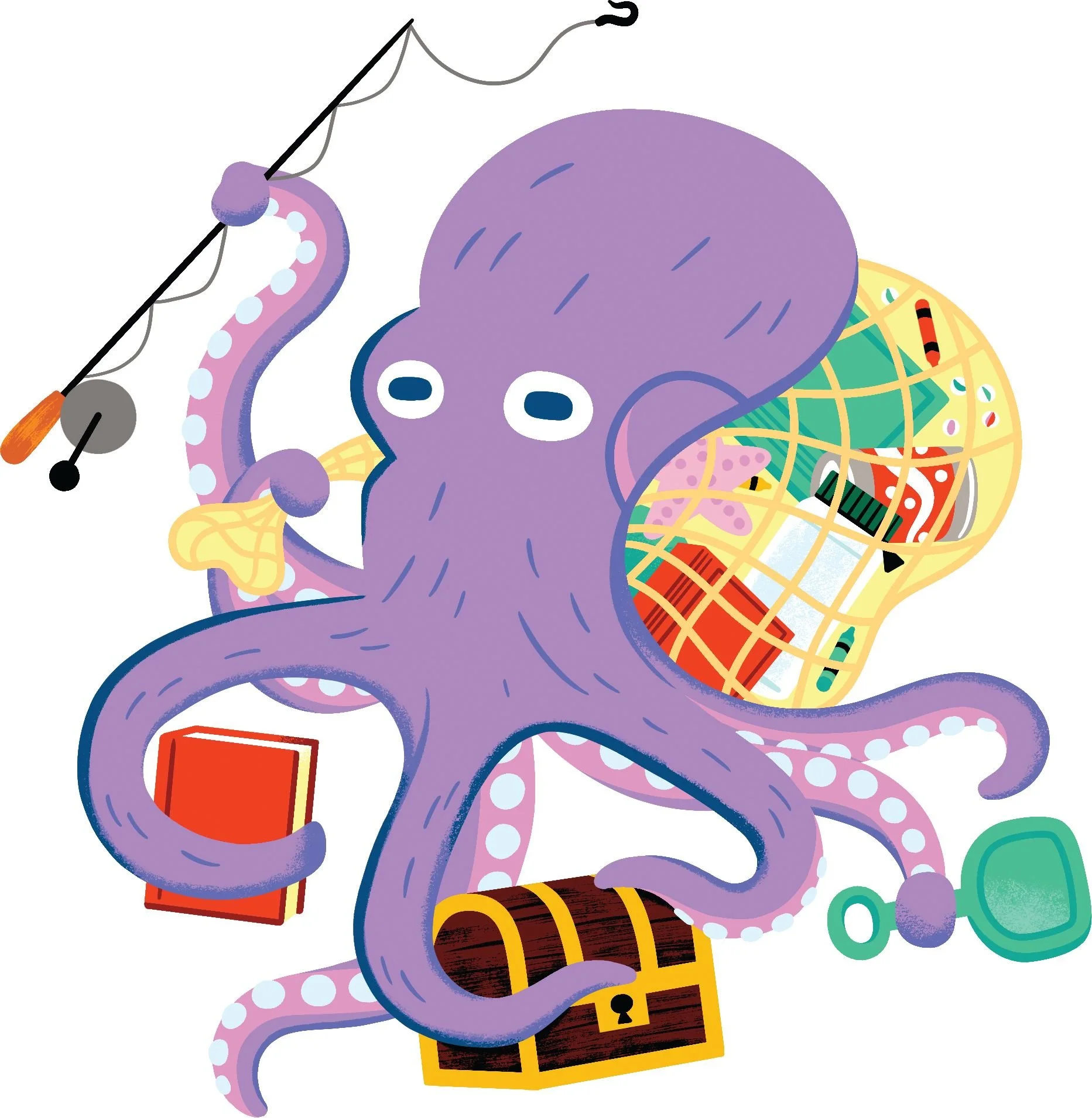Octopus with fishing gear
