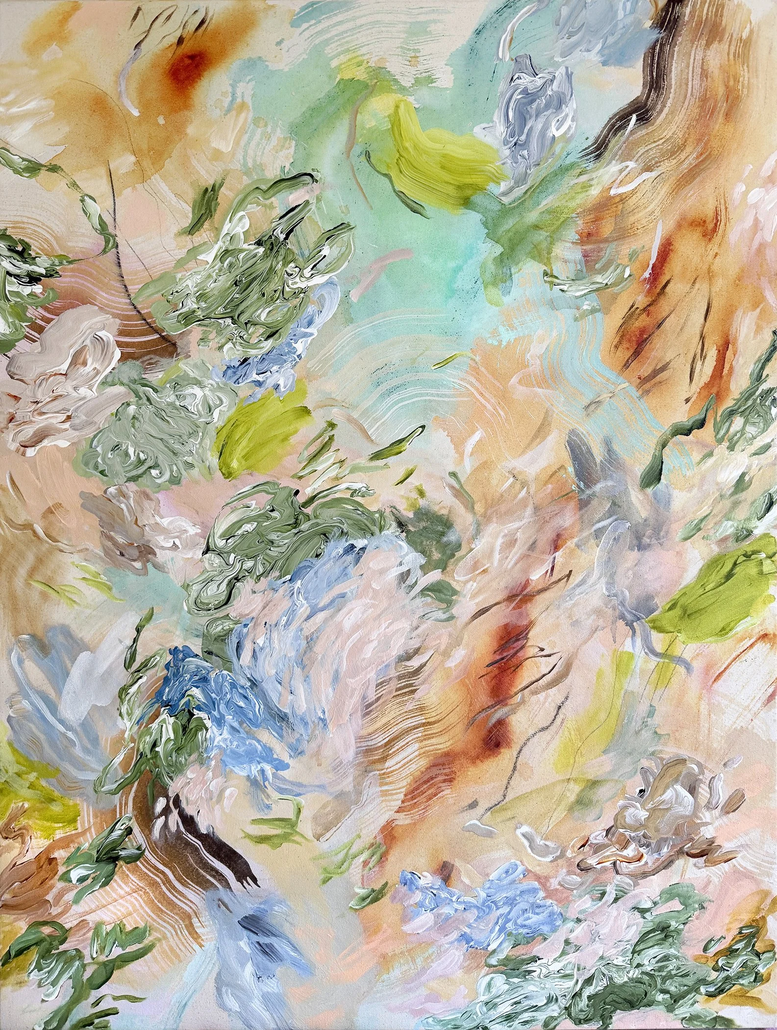 Going for a walk he said: 36in x 48in acrylic and graphite on raw canvas