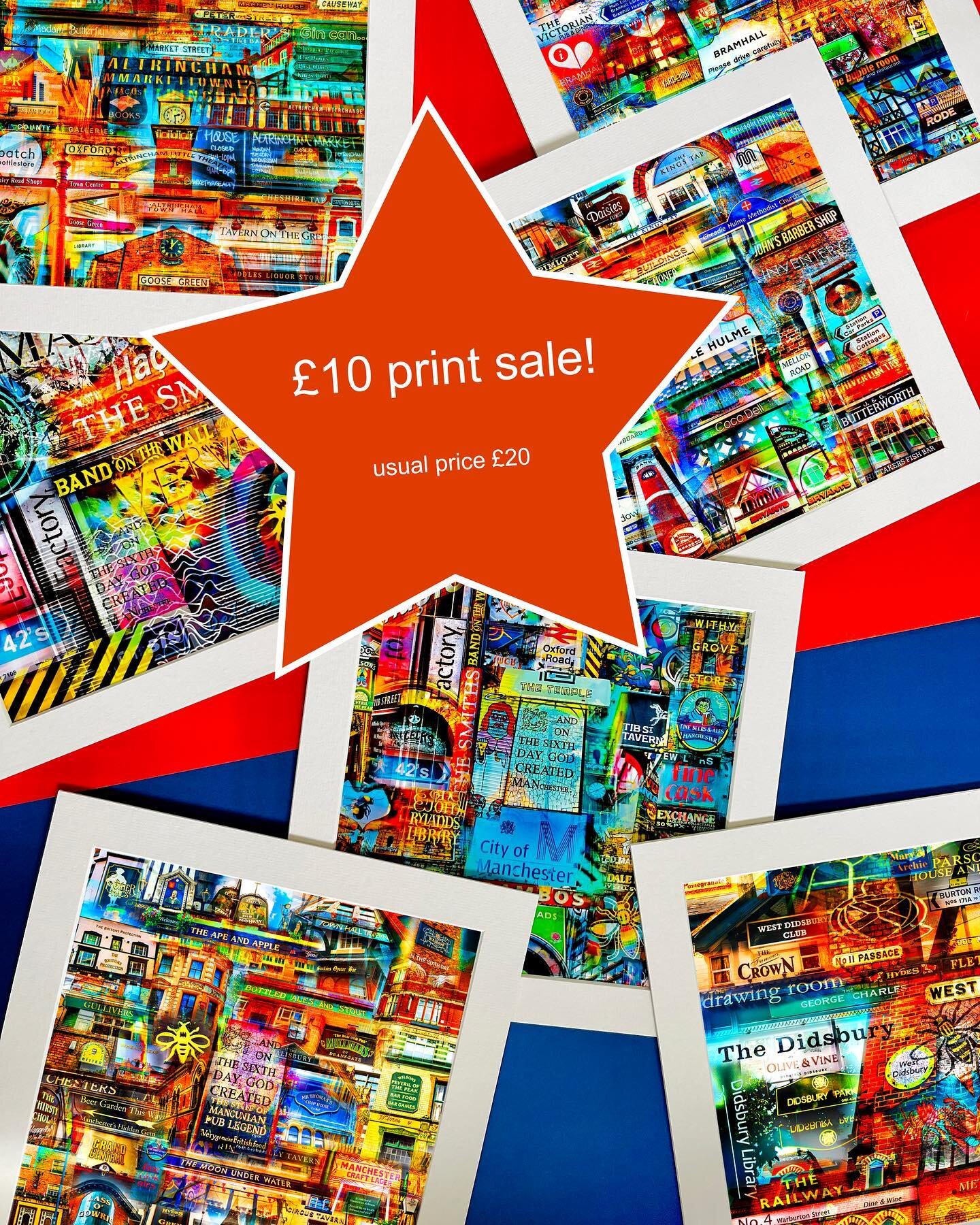 HALF PRICE PRINT SALE! 

All Manchester unframed prints are now half price on the website... 

40 x 40cm prints were &pound;20 now &pound;10
60 x 60cm prints were &pound;40 now &pound;20
30x30cm card mounted prints were &pound;20 now &pound;10

#manc
