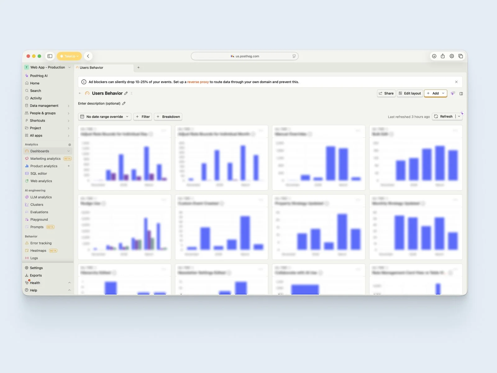 Measuring impact was part of the work, not separate from it. I owned product analytics across PostHog and Hotjar, combining event tracking and feature usage data with session recordings and heatmaps. Together they gave a full picture of how operators