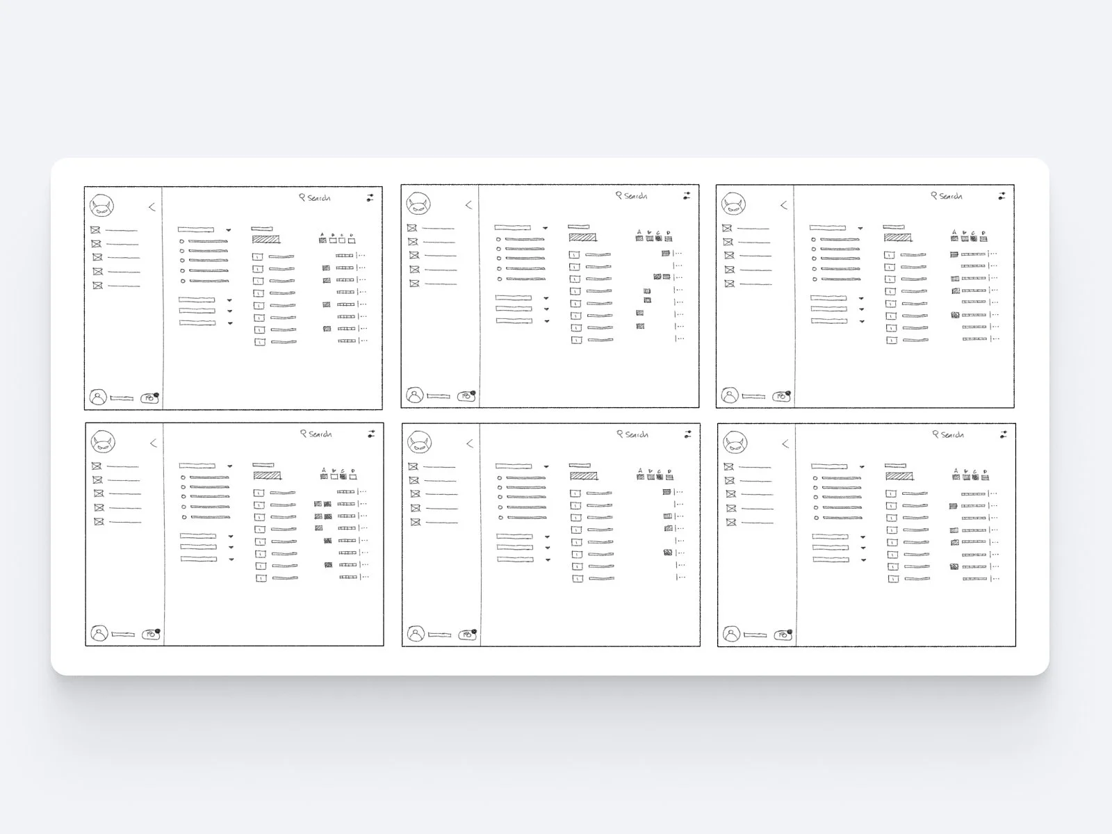 I explored multiple directions for each screen before moving into detailed design. I began with quick hand sketches to make ideas tangible, compare trade-offs with stakeholders, and decide which concepts were worth prototyping or refining further.