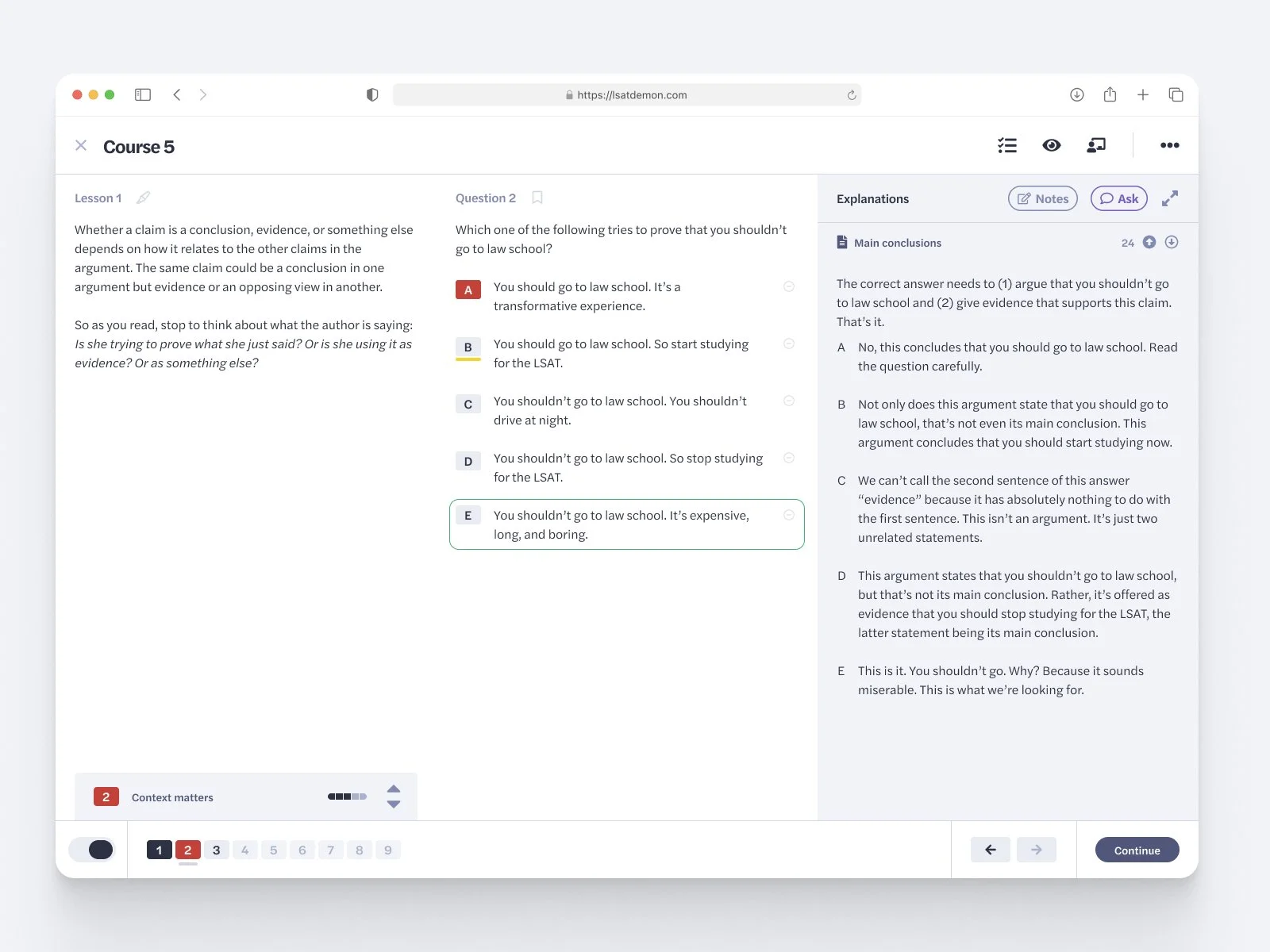 A screenshot of the complex lessons experience I was working on