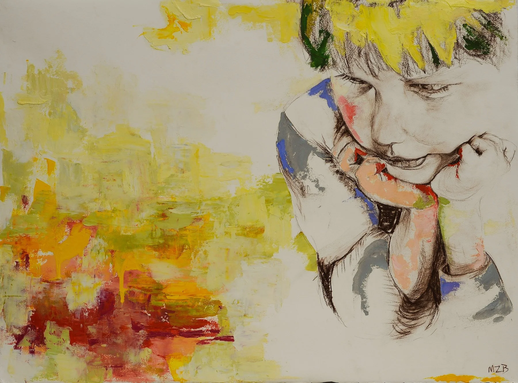 My Ear |
22” x 30” |
Conte Crayon and Oil Paint on Deckle Edged  Paper |
2016 |
