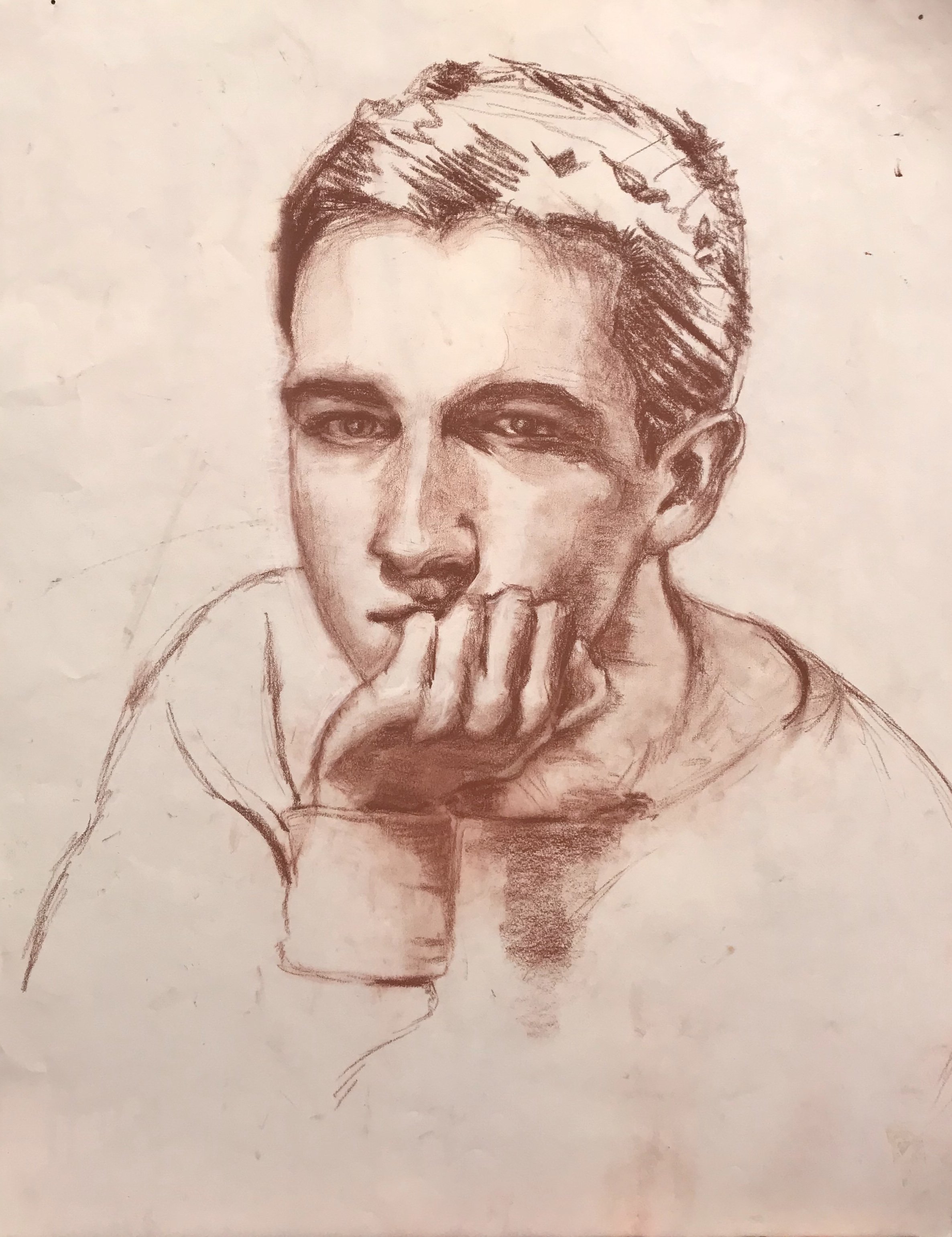 Luke with Hand |
16" x 13" |
Conte Crayon on Paper |
2012