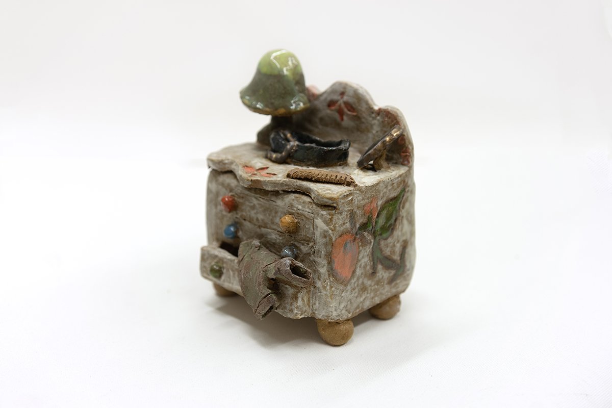 Bureau | 
5.5”H x 4"W x 3.5”D  |
Brown Stoneware with Glaze | 2026