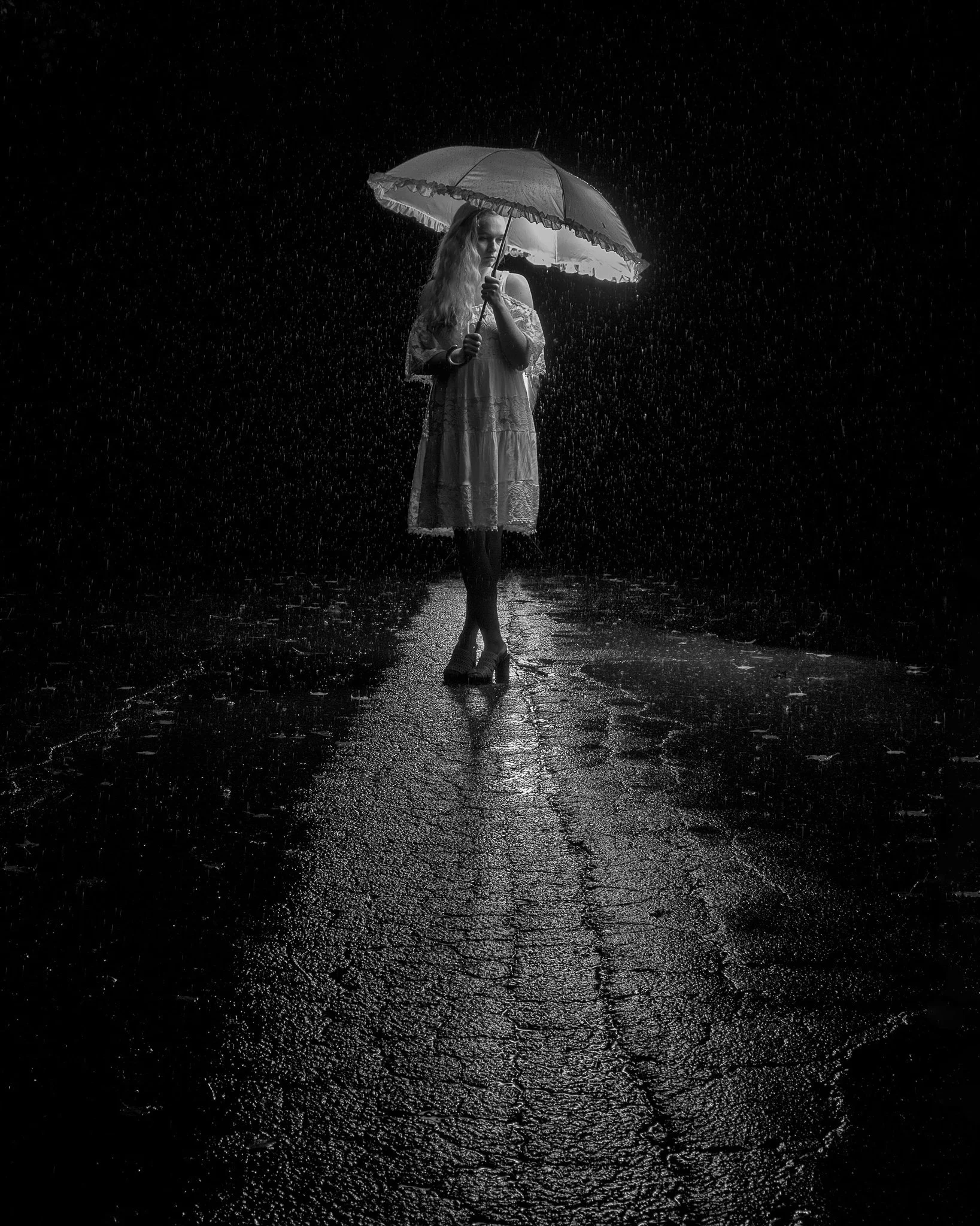 Umbrella in Night Rain