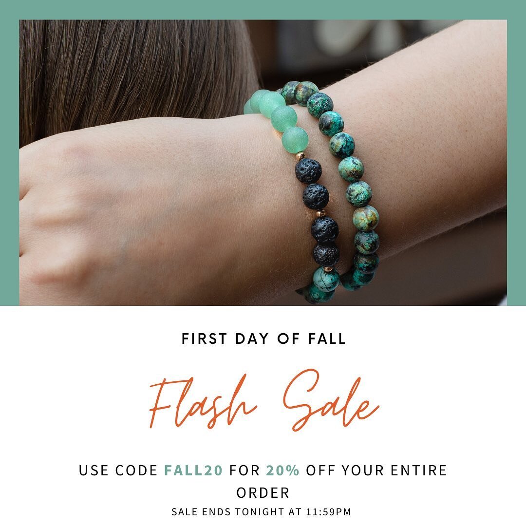 It&rsquo;s the first day of fall and what better way to celebrate than with a flash sale 🥳
&bull;
Use code FALL20 for 20% off your entire order today only ! Sale ends at 11:59pm tonight 💛