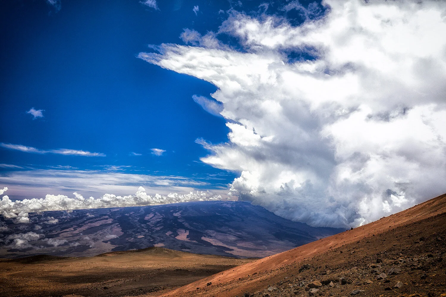  Mauna Loa from near Adze Quarry on Mauna Kea. Part of Mauna Loa Series: 35 Views of Mauna Loa, inspired by 36 Views of Mt. Fuji by Hokusai. 