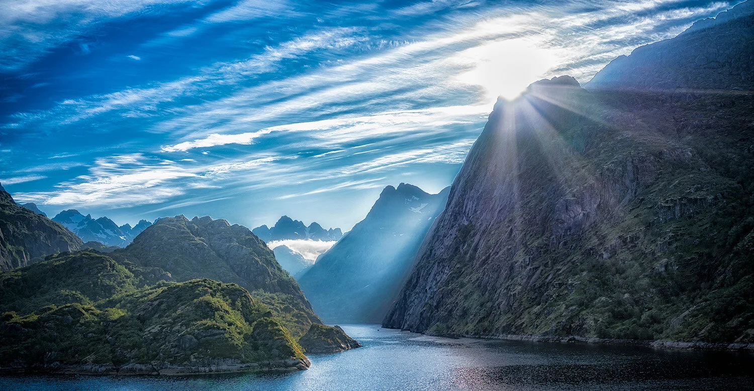  Entrance to Troll Fjord off Raftsundent Strait in Nordland, Norway. 