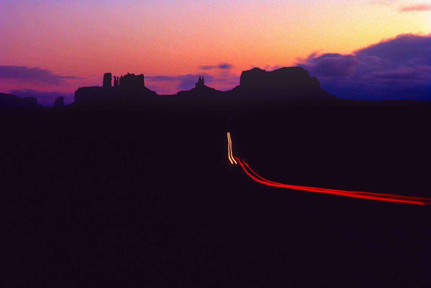 Monument Valley Utah, well after sunset.