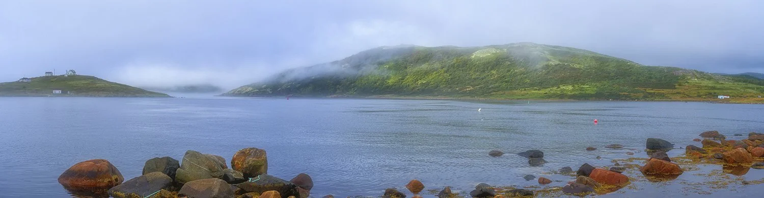 Red Bay, Newfoundland with harbor and lighthouse